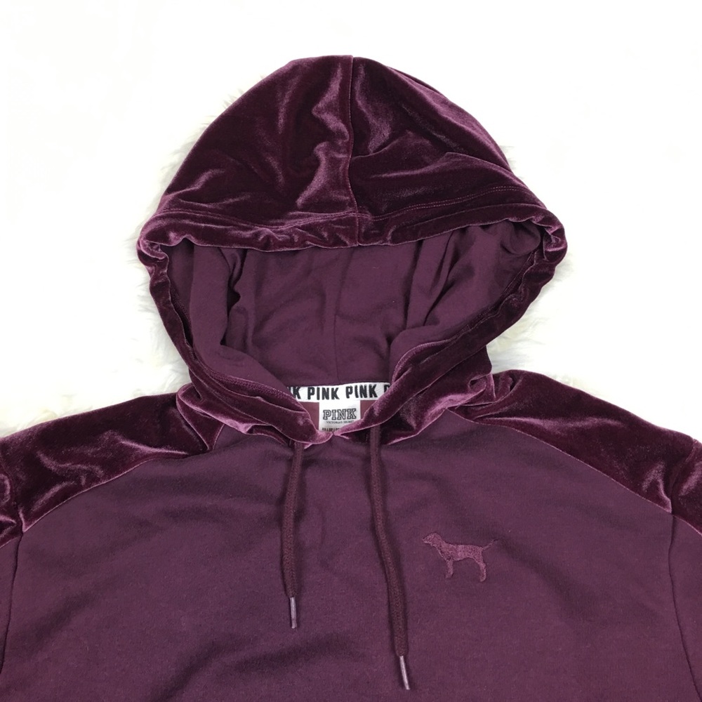 PINK Victoria’s Secret Cropped Hoodie XS Velvet - Picture 4 of 6